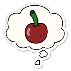 cartoon cherry and thought bubble as a printed sticker