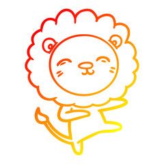 warm gradient line drawing cartoon lion