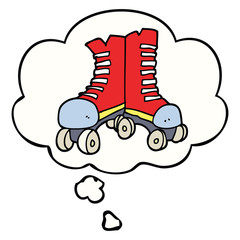 cartoon roller boots and thought bubble