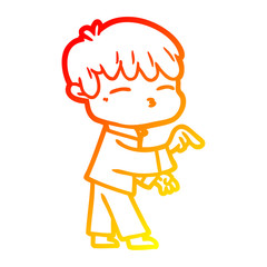 warm gradient line drawing cartoon curious boy