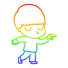 rainbow gradient line drawing cartoon calm boy