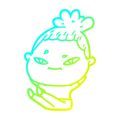 cold gradient line drawing cartoon woman