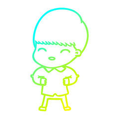 cold gradient line drawing happy cartoon boy