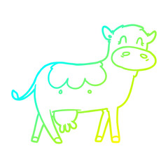 cold gradient line drawing cartoon dairy cow