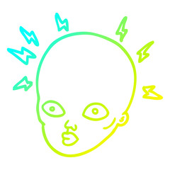 cold gradient line drawing cartoon bald head