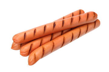 grilled sausages isolated on a white background