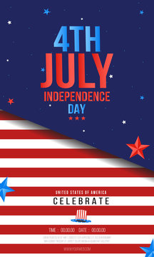 Independence day USA sale or party banner template. 4th of July celebration poster template. Vector illustration .