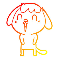 warm gradient line drawing cute cartoon dog