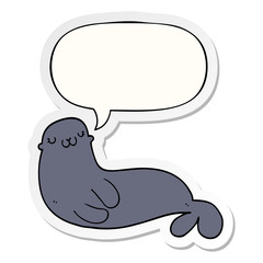 cute cartoon seal and speech bubble sticker