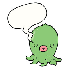 cartoon octopus and speech bubble