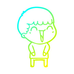 cold gradient line drawing cartoon happy man