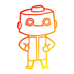 warm gradient line drawing cartoon robot