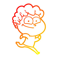 warm gradient line drawing cartoon happy man