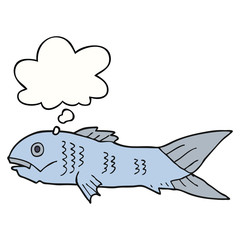 Fototapeta premium cartoon fish and thought bubble