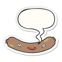 cartoon sausage and speech bubble sticker