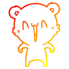 warm gradient line drawing happy polar bear cartoon