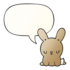 cute cartoon rabbit and speech bubble in smooth gradient style