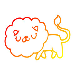 warm gradient line drawing cartoon lion