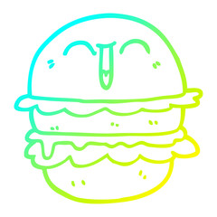 cold gradient line drawing cartoon burger