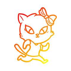 warm gradient line drawing cartoon cat