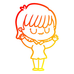 warm gradient line drawing cartoon woman