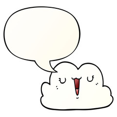 cute cartoon cloud and speech bubble in smooth gradient style