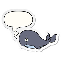 cartoon whale and speech bubble sticker