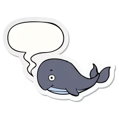 Foto op Canvas cartoon walvis en tekstballon sticker © lineartestpilot
