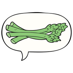 Obraz premium cartoon asparagus and speech bubble