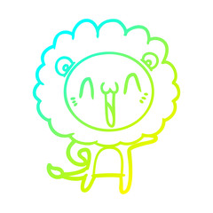 cold gradient line drawing happy cartoon lion