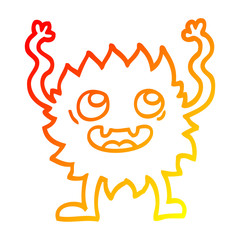 warm gradient line drawing cartoon funny furry monster