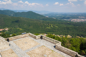 Stone square in front of the monastery in Varese, Italy