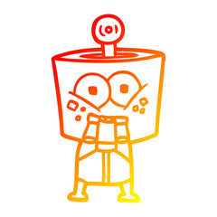 warm gradient line drawing happy cartoon robot