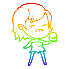 rainbow gradient line drawing cartoon undead vampire girl