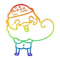 rainbow gradient line drawing happy bearded man
