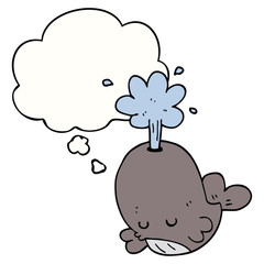 cartoon spouting whale and thought bubble