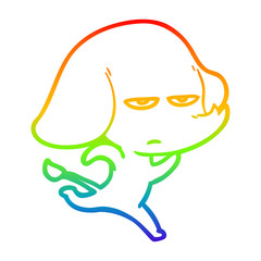 rainbow gradient line drawing annoyed cartoon elephant