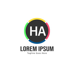 Initial HA logo template with modern frame. Minimalist HA letter logo vector illustration
