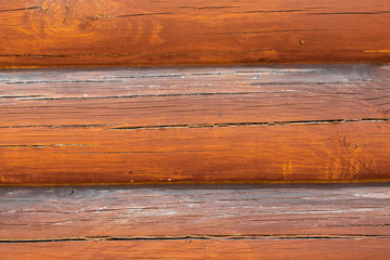 The wall of the house of wooden lumber. Close-up