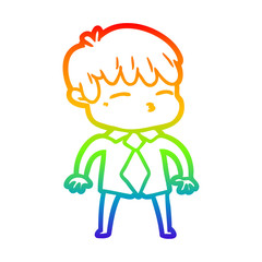 rainbow gradient line drawing cartoon curious boy