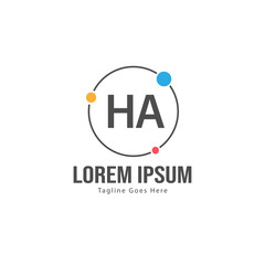 Initial HA logo template with modern frame. Minimalist HA letter logo vector illustration