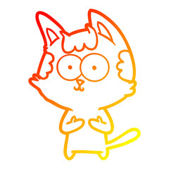 warm gradient line drawing happy cartoon cat
