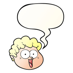 cartoon male face and speech bubble in smooth gradient style