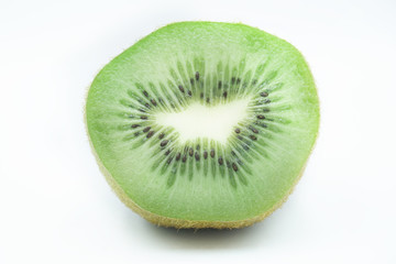 Ripe whole kiwi fruit and half kiwi fruit isolated on white background