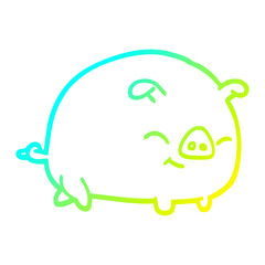 cold gradient line drawing cartoon pig