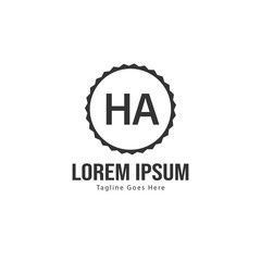 Initial HA logo template with modern frame. Minimalist HA letter logo vector illustration
