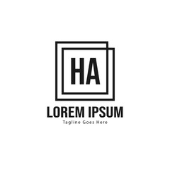 Initial HA logo template with modern frame. Minimalist HA letter logo vector illustration
