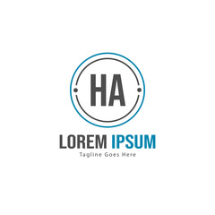 Initial HA logo template with modern frame. Minimalist HA letter logo vector illustration
