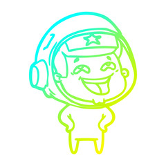 cold gradient line drawing cartoon laughing astronaut