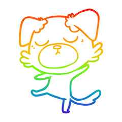 rainbow gradient line drawing cute cartoon dog